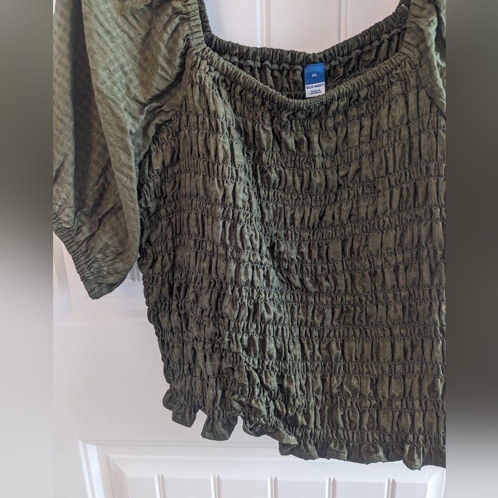 Green Shirred Shirt